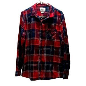 Field and Stream Flannel Shirt Womens‎ XL Red Plaid Check Button Up Casual
